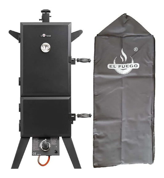El Fuego Gasgrill Portland XL inkl. Abdeckhaube inkl. Gasschlauch und Druckminderer inkl. Wasserschale Smokebox Raeuchergrill Smoker AY 3172