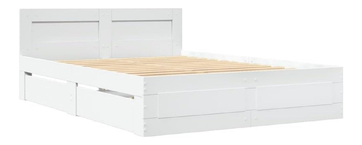 Bettgestell mit Kopfteil ohne Matratze Weiss 120x200 cm