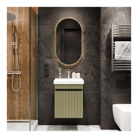 Cosmia Badmoebel Set Waschbecken mit Unterschrank Mint Blau gruen 50 x 60 x 35 cm Keramik Waschtisch mit Schublade