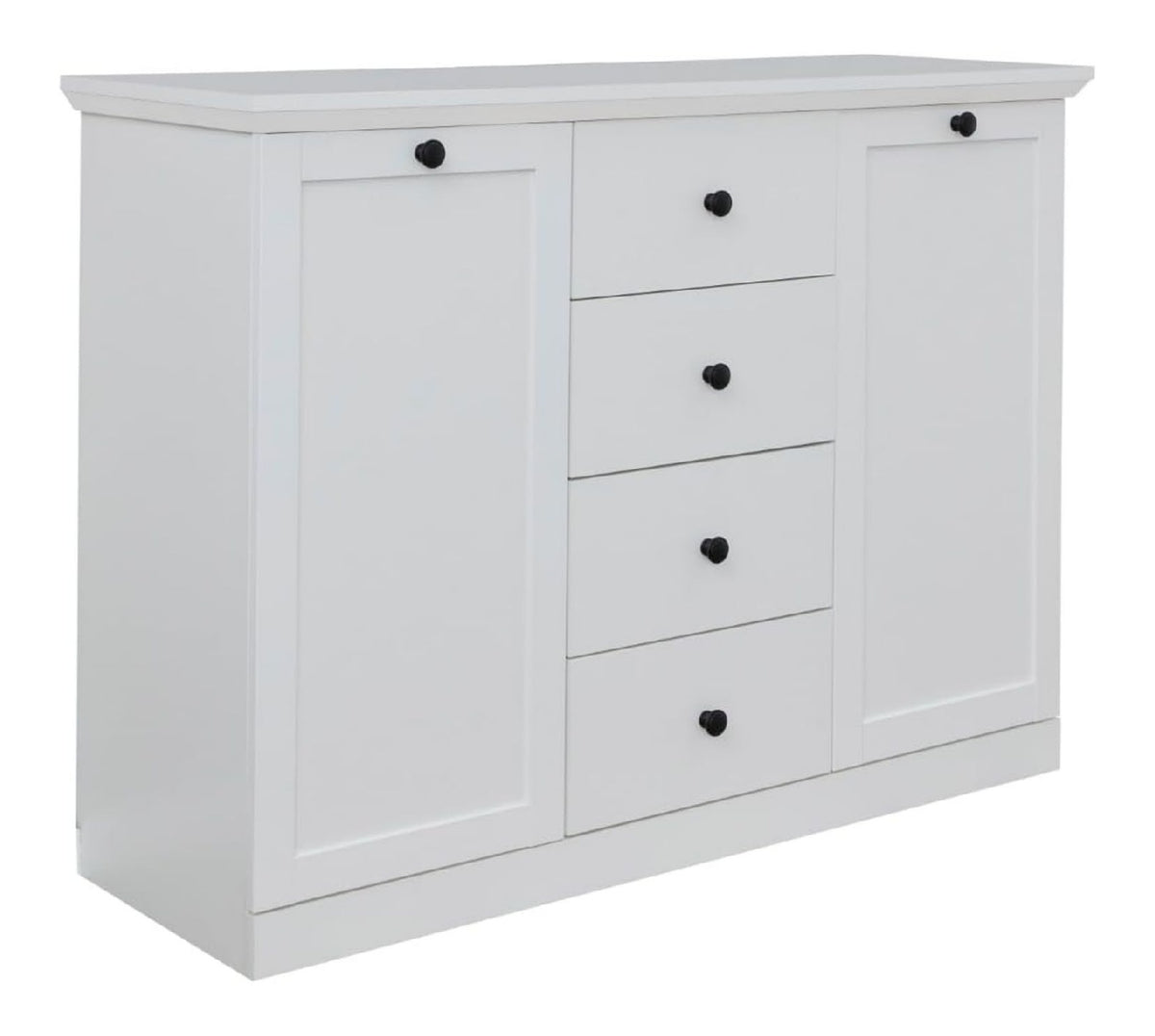 Sideboard - - Kommode - Schrank - (BxHxT) - Landhausstil - Schwarze Metallgriffe - Vollauszug Schubladen - Sockel Schwarz weiss 119 x 88 x 41 cm