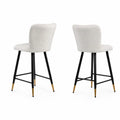 2-teiliges Set Barhocker Boucl¨¦ Beige Schwarz