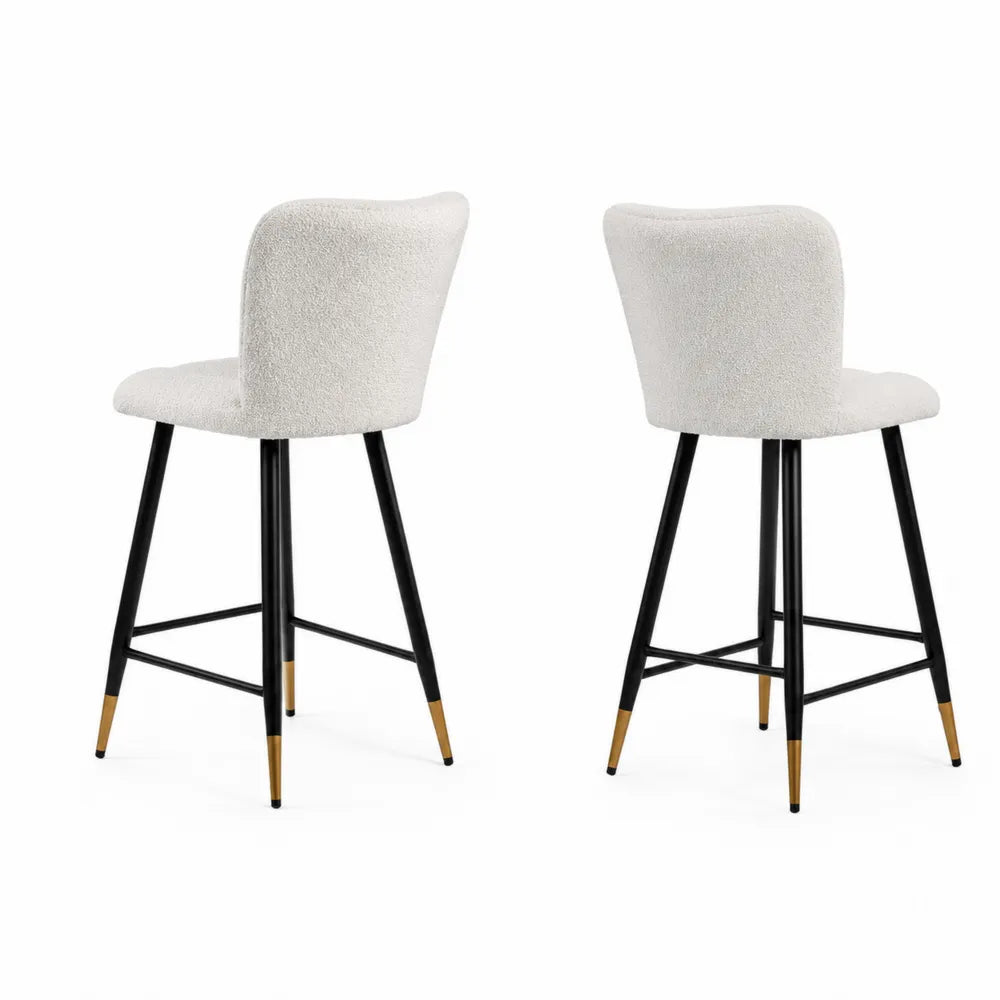 2-teiliges Set Barhocker Boucl¨¦ Beige Schwarz