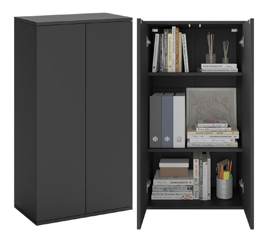 Ais Mehrzweckschrank 110 cm Schwarz mit 3 Faechern 60 cm breit