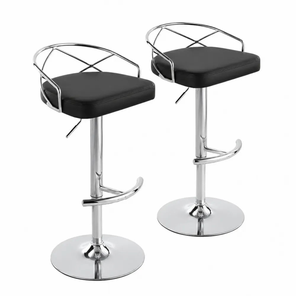 2er Set H?henverstellbare Barhocker mit R¨¹ckenlehne aus PU-Leder und