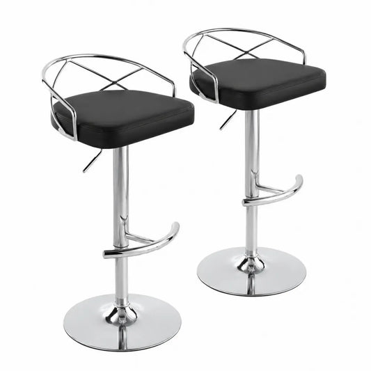 2er Set H?henverstellbare Barhocker mit R¨¹ckenlehne aus PU-Leder und