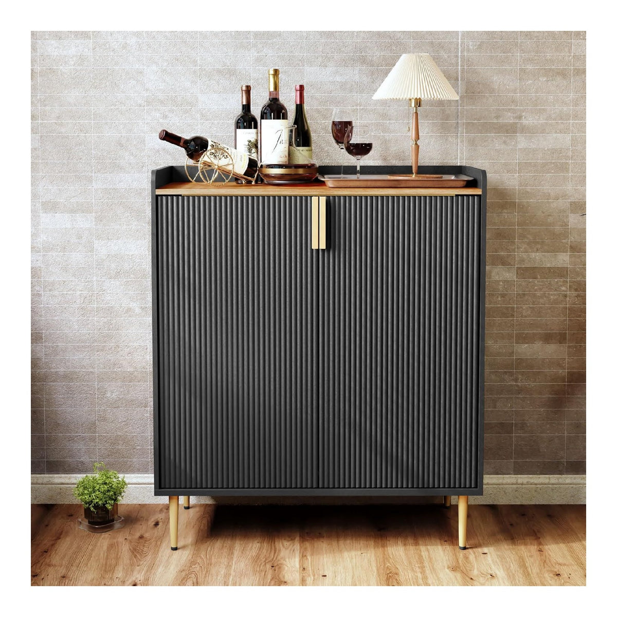 HOLTICO Weinschrank mit Weinregalen fuer 9 Flaschen holz Barschrank Moderne Kaffeetresen-Schrank Alkoholschrank Flaschenregal